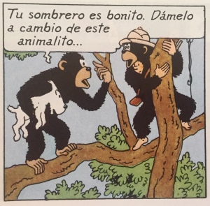 Fragmento del libro Tintin en El Congo de Hergé